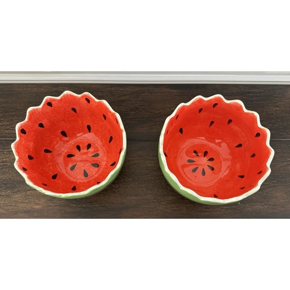 Pier One Set Of 2 Watermelon Serving Bowls  Nesting Bowls Summer Serving‎ Bowls